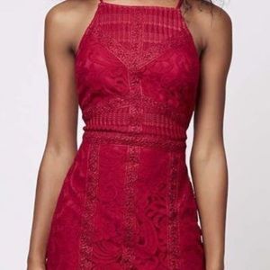 TOPSHOP Red Halter Minidress